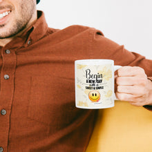 Load image into Gallery viewer, Begin A New Day With A Sweet &amp; Simple Smile Cup - Coffee Mug - White - Funny Coffee mugs-Uplifting -Inspirational Gifts for All Occasion.
