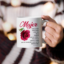 Load image into Gallery viewer, Mujer Dios Te Hizo Delicada Como Una Flor Y Fuerte-Mug - Coffee Mug - White
