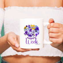 Load image into Gallery viewer, Happy Week -Pansies Flowers -Mug - Coffee Mug - White
