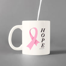 Load image into Gallery viewer, Hope -Breast Cancer -Survivor -Fighter- Strength - White Coffee Mug - White Cup
