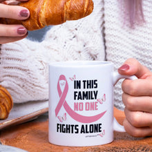 Load image into Gallery viewer, In This Family No One Fight Alone -Breast Cancer Mug - Coffee Mug - White
