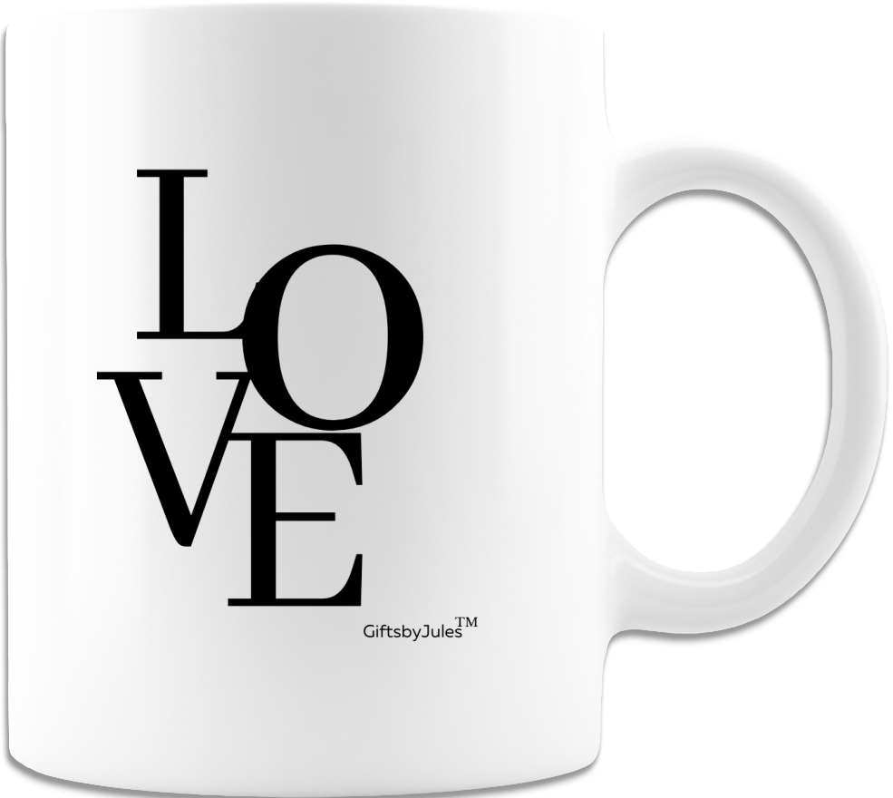 Love Coffee Mug - Coffee Cup - White- Gifts for any Occasion .