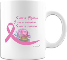 Load image into Gallery viewer, I Am-A Fighter -I Am A Warrior-I Am A Survivor - Coffee Mugs - Breast Cancer-Gifts for her
