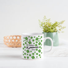 Load image into Gallery viewer, Happy St Patrick&#39;s Day - Funny Coffee mug-White 11oz and 15oz -Ceramic Good-Luck Horseshoe and Four Leaves Clover -Lucky Clover Mugs
