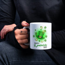 Load image into Gallery viewer, St Patrick&#39;s Day - Funny Coffee mug-White 11oz and 15oz -Ceramic Good-Luck Horseshoe and Four Leaves Clover -Lucky Clover Mugs
