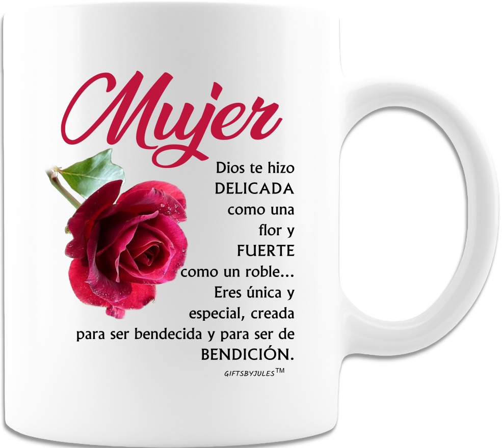 Mujer Dios Te Hizo Delicada Como Una Flor Y Fuerte-Mug - Coffee Mug - White