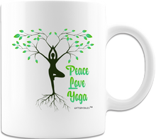 Load image into Gallery viewer, Peace love Yoga -Mug - White- Coffee Mug - Zen
