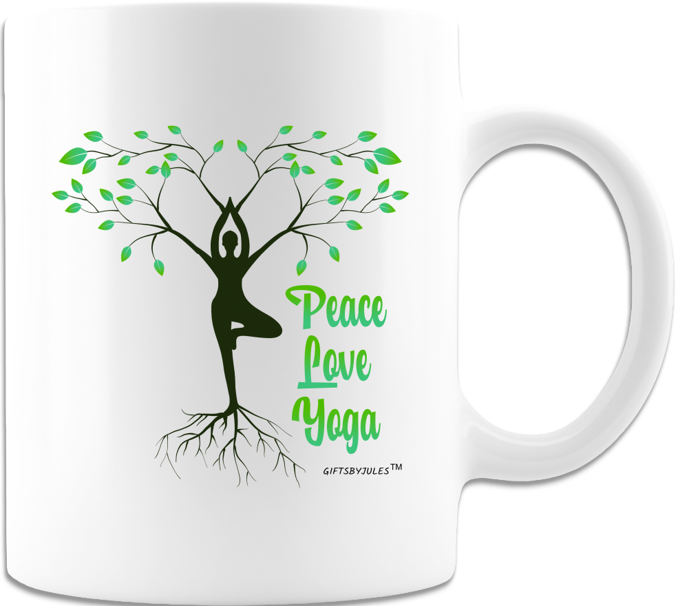 Peace love Yoga -Mug - White- Coffee Mug - Zen