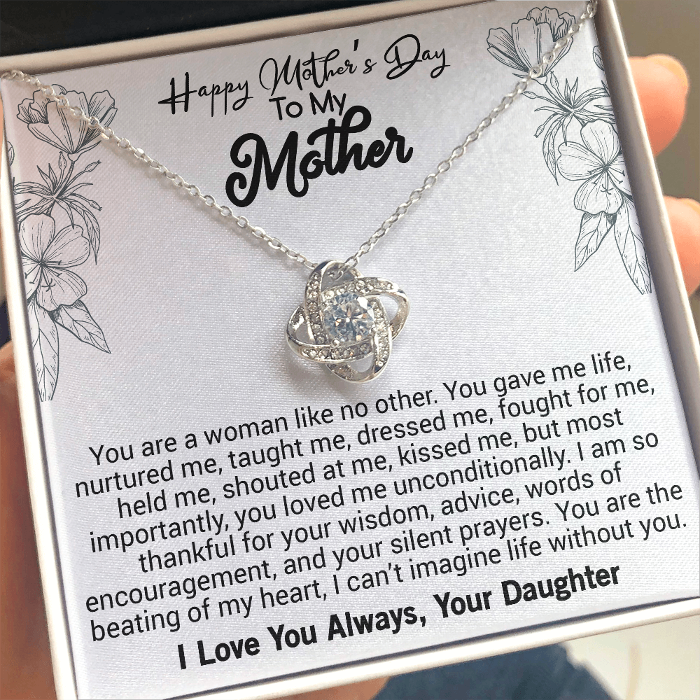 Happy Mother's Day -To My Mother-Love Knot Necklace-I Love You Always-Your daughter