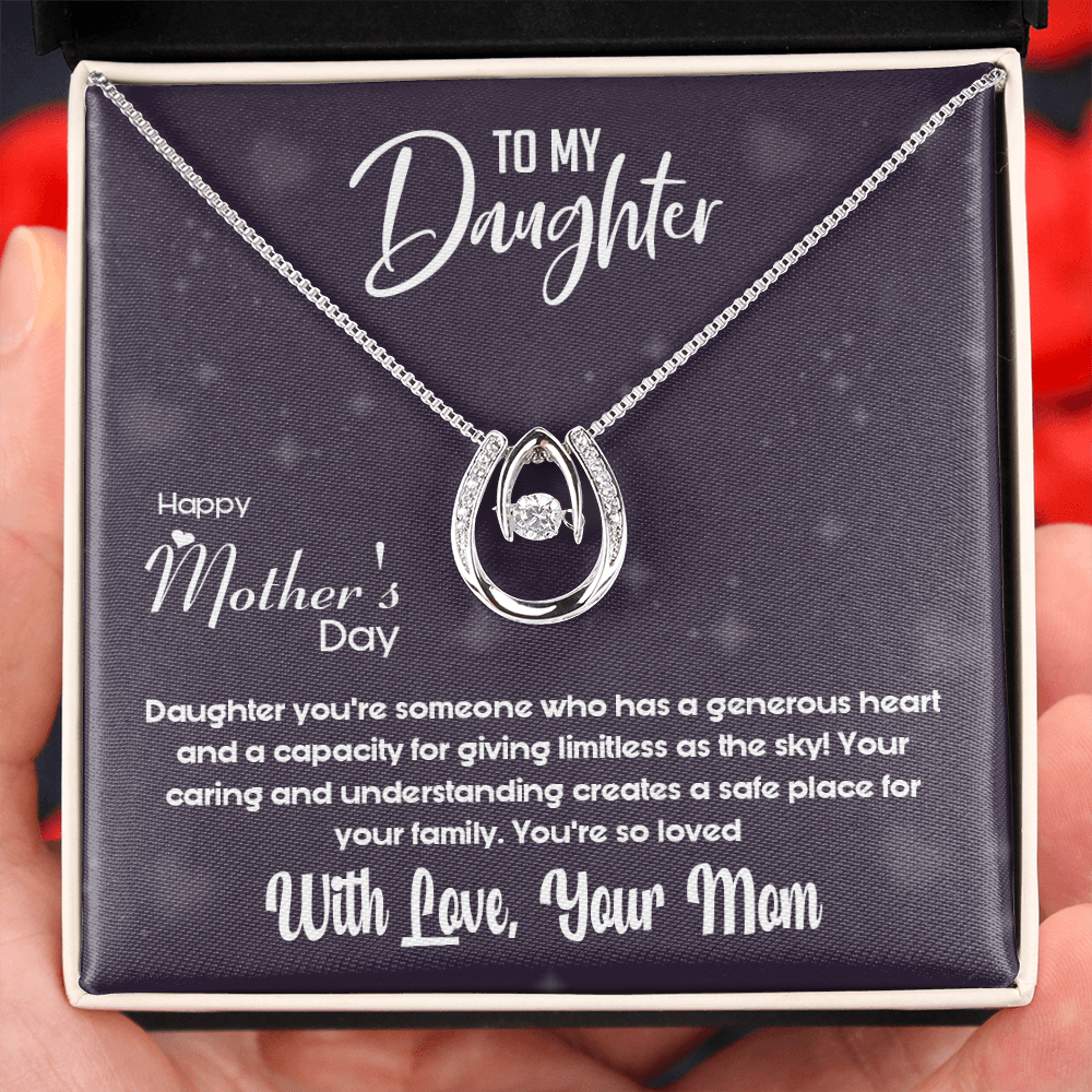 To My Daughter on Mother's day- From Your Mom - Lucky Charm Pendant Necklace