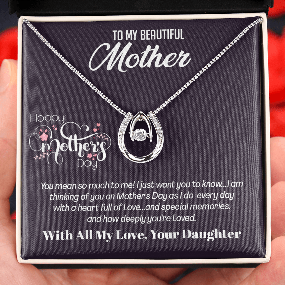 Lucky Pendant Necklace -For My Mother on Mother's day- From Your Daughter