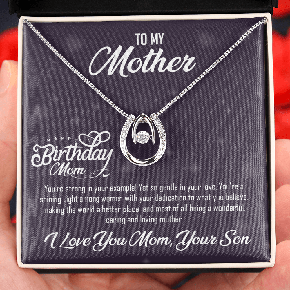 To My Mother-Happy Birthday- Lucky Pendant Necklace- With Love Your Son -