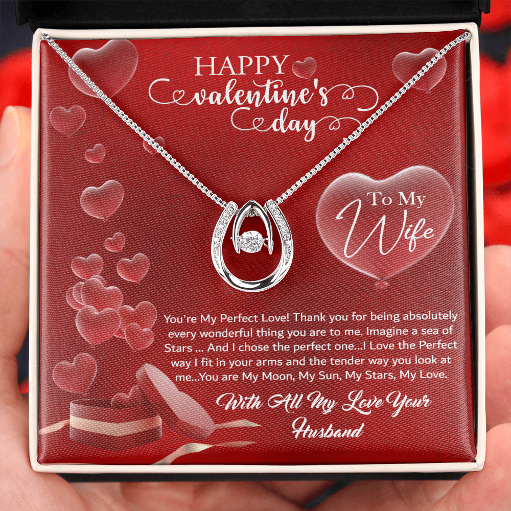 Happy Valentines Day- To My Wife With Love -Lucky In Love Necklace