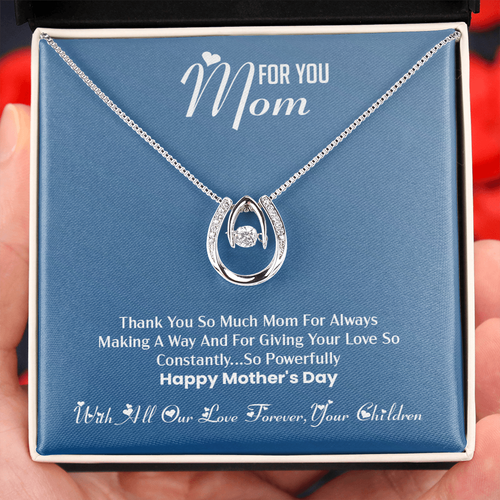 To Our Mom on Mother's day -From Your Children Lucky Charm Pendant Necklace -Happy Mother's day Mom