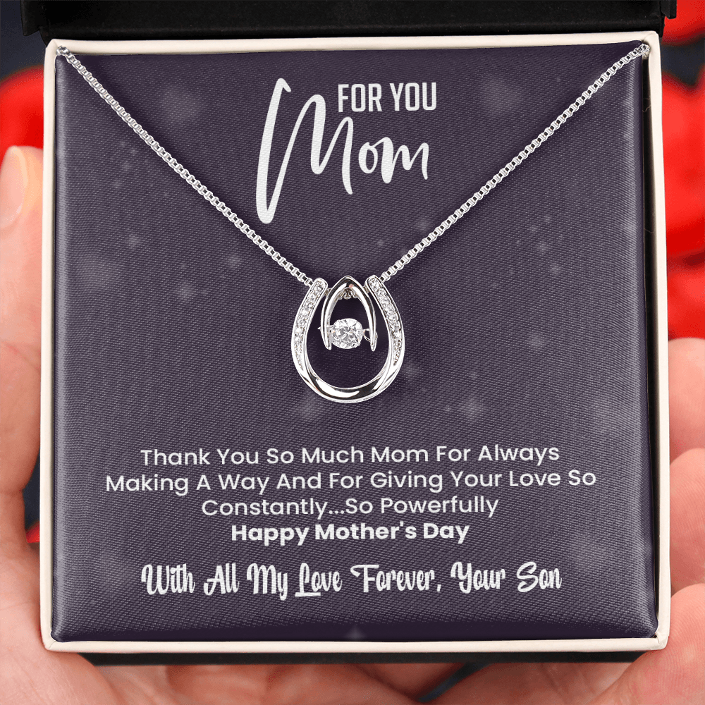 Happy Mother's day Mom-With All My Love Forever -Your Son- Lucky Charm Necklace