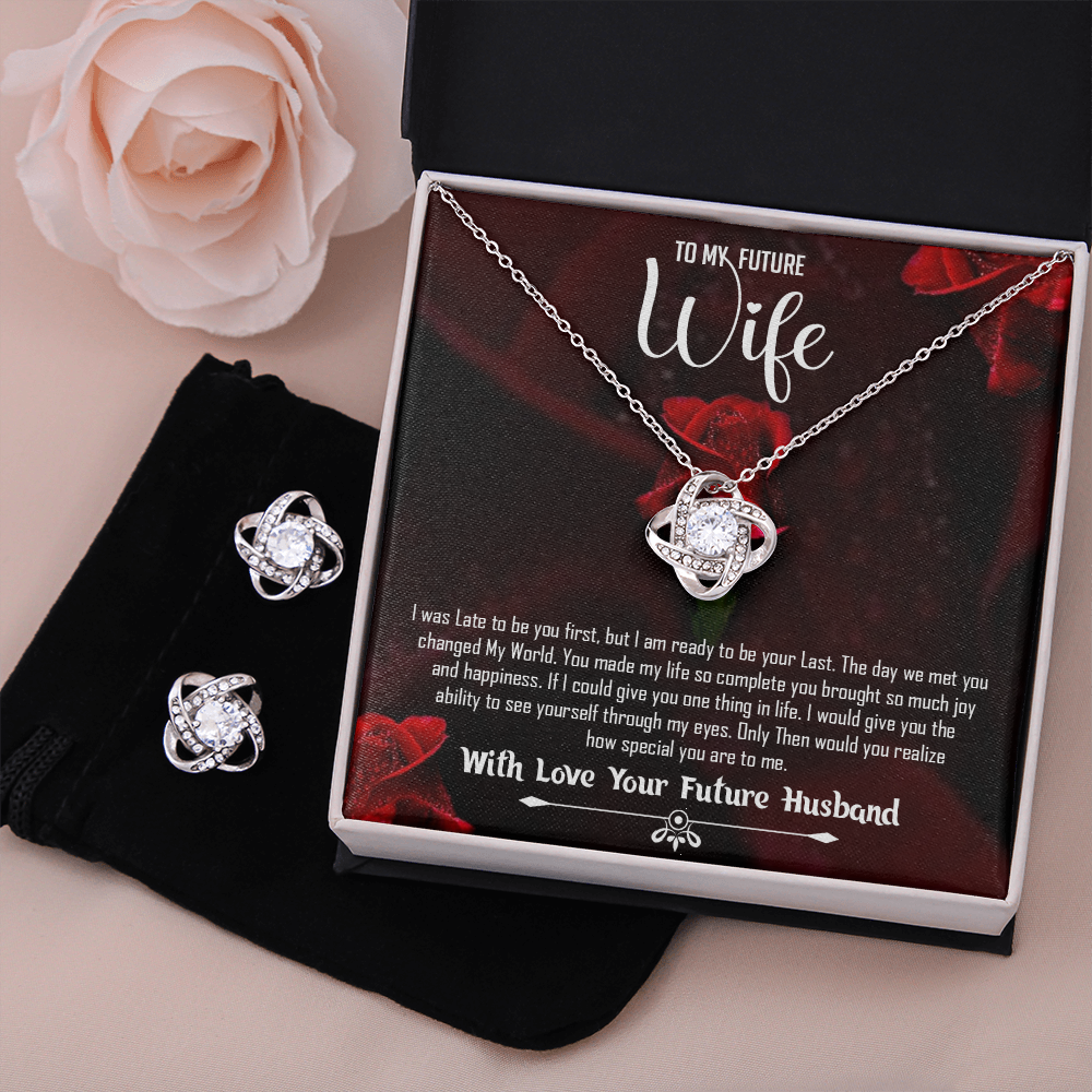 To My Future Wife -With Love Your Future Husband -Love Knot Earring  & Necklace Set