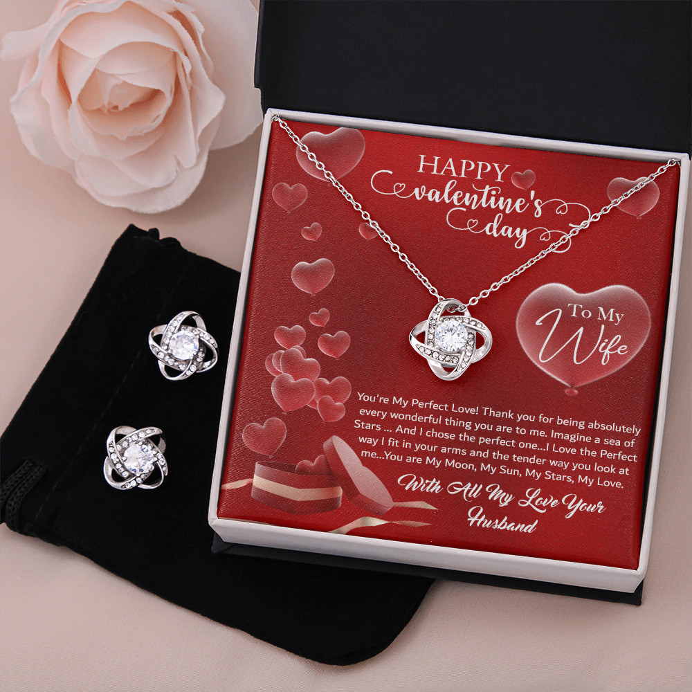 Happy Valentines Day-To MY Wife -The Love Knot Earring and Necklace Set