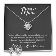 Load image into Gallery viewer, To My Mom-With Love Your Daughter-Love Knot Earrings &amp; Necklace Set
