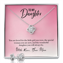 Load image into Gallery viewer, To My daughter-With Love Mom-Love Know Earrings and Necklace Set.
