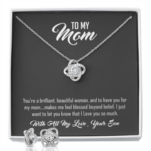Load image into Gallery viewer, To My Mom-With All My Love -Your Son -Love Knot Earring And Necklace Set
