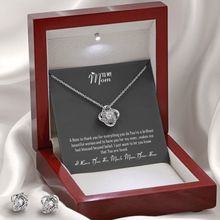 Load image into Gallery viewer, To My Mom-I Love You So Much Mom-Your Son- Love Knot Earring And Necklace Set
