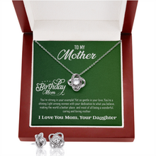Load image into Gallery viewer, Happy Birthday Mom-Love Knot Earring and Necklace Set - For A beautiful Mother- With Love Your Daughter
