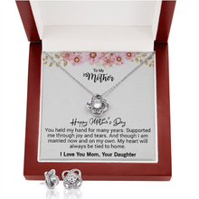 Load image into Gallery viewer, Love Knot Earring and Necklace Set -To My Mother- On Mother&#39;s day - I Love you Mom -Your daughter
