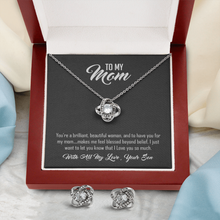 Load image into Gallery viewer, To My Mom-With All My Love -Your Son -Love Knot Earring And Necklace Set
