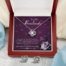 Load image into Gallery viewer, To My Soulmate-I Will Love You Forever And Always- Love Knot Earring &amp; Necklace Set
