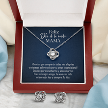 Load image into Gallery viewer, Feliz Dia de La Madre Mama (Love Knot Earring and Necklace Set)
