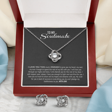 Load image into Gallery viewer, To My Soulmate-I Love You This Much-With Love Your Soulmate-Love Knot Earring And Necklace Set

