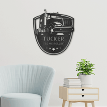 Load image into Gallery viewer, Trucker-Monogram-Steel Sign Design Black
