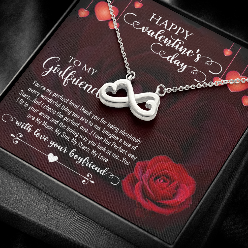 Happy Valentine's Day -To My Girlfriend -With love -Heart Shaped Infinity Symbol Necklace
