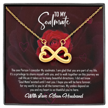 Load image into Gallery viewer, (To My Soulmate)- With Love Your Husband -Heart-shaped infinity Symbol Necklace
