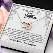 Load image into Gallery viewer, Interlocking Heart Necklace - For Mom on -Mothers Day I Will Always Love you -Your Daughter

