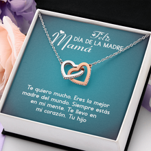 Load image into Gallery viewer, Feliz Dia De La Madre Mama- Interlocking Heart Necklace
