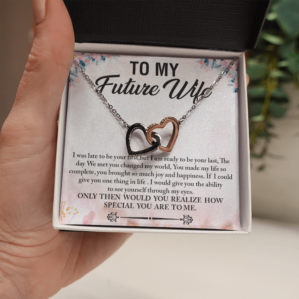 To My Future Wife - I will Love you Forever -Cubic Zirconia Stones Interlocked Necklace