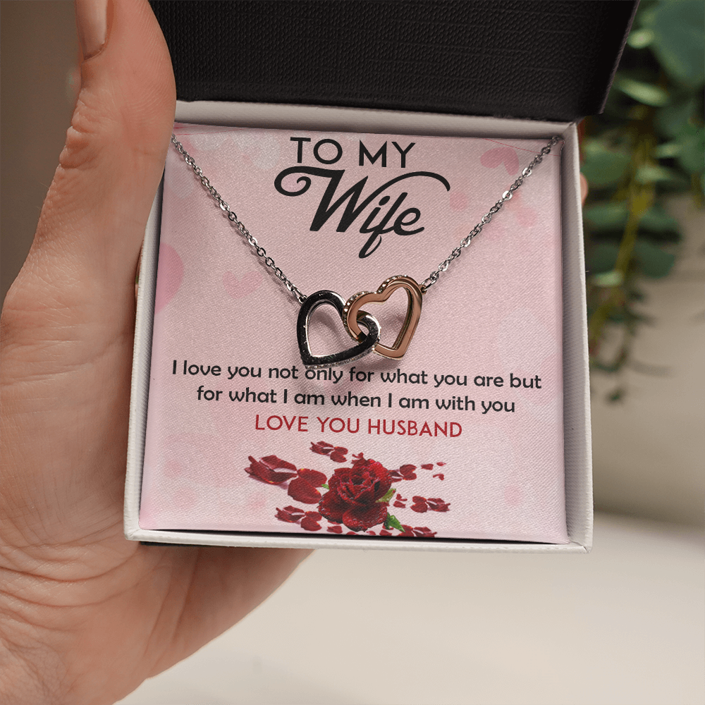 To My Wife- My Forever Love - Two hearts Interlocking Necklace