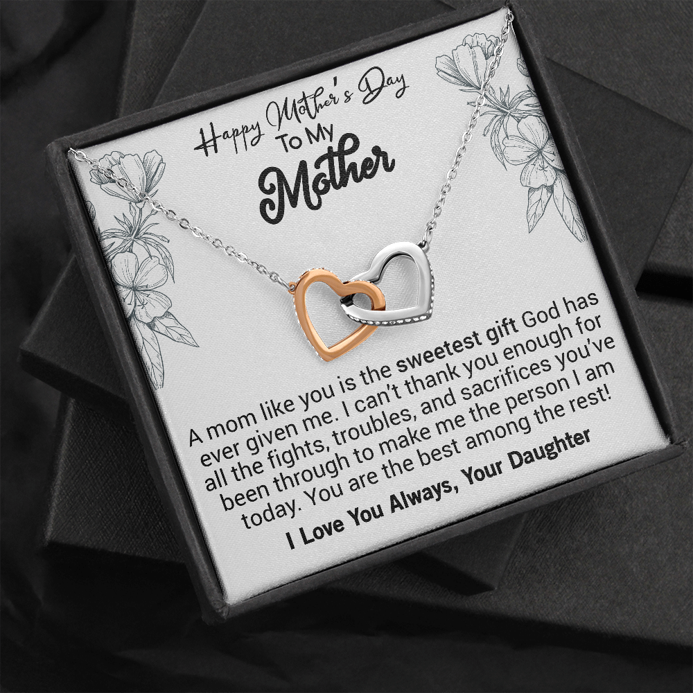 Happy Mother's day to My Mother I Love You Always -Interlocking heart Necklace