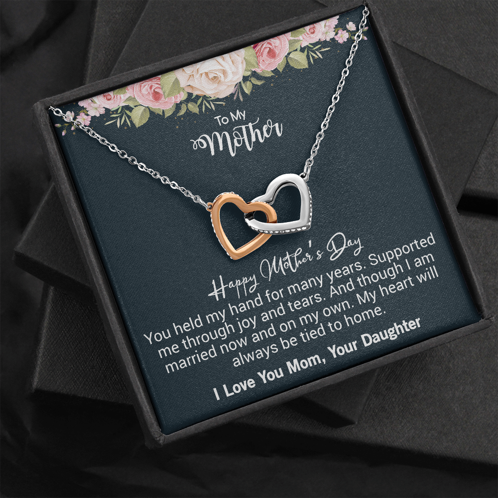 From Daughter to Mother -Interlocking Heart Necklace -On Mother's day -I Love you Mom