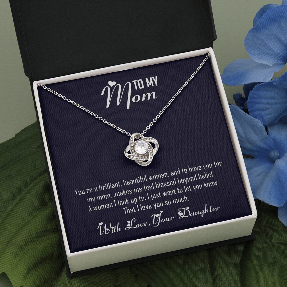 To My Mom-With All My Love Your Daughter -Love Knot Necklace