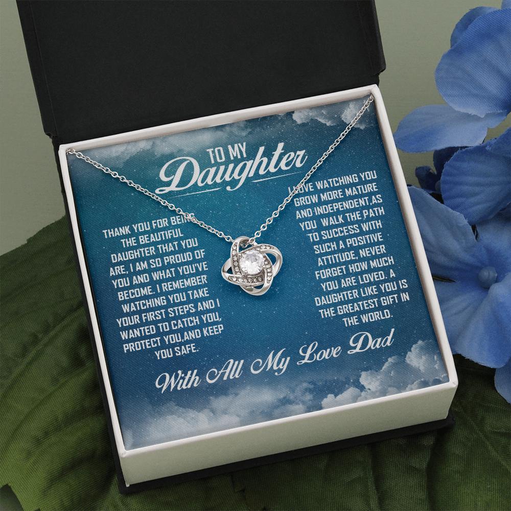 To My Daughter- With Love Dad - The Love Knot Necklace