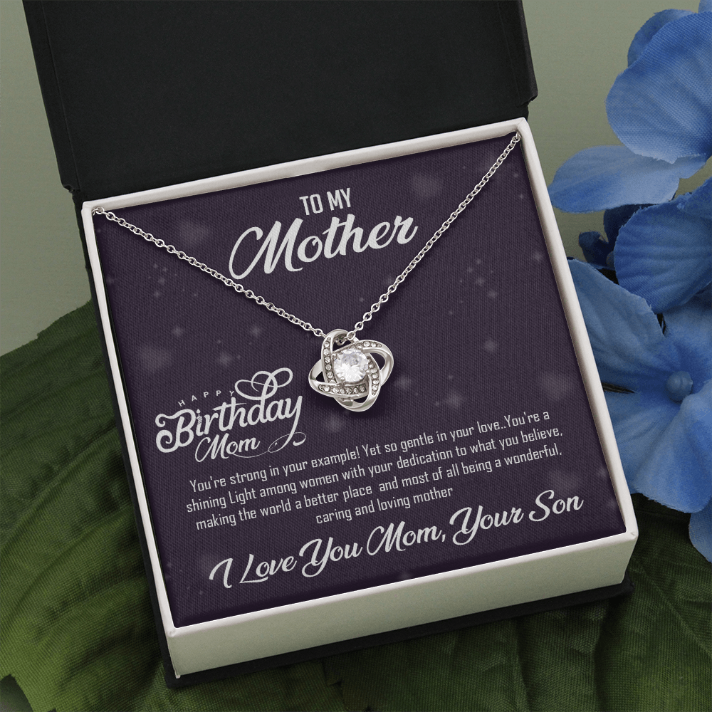 Happy Birthday Mom With Love Your Son -Love Knot Necklace