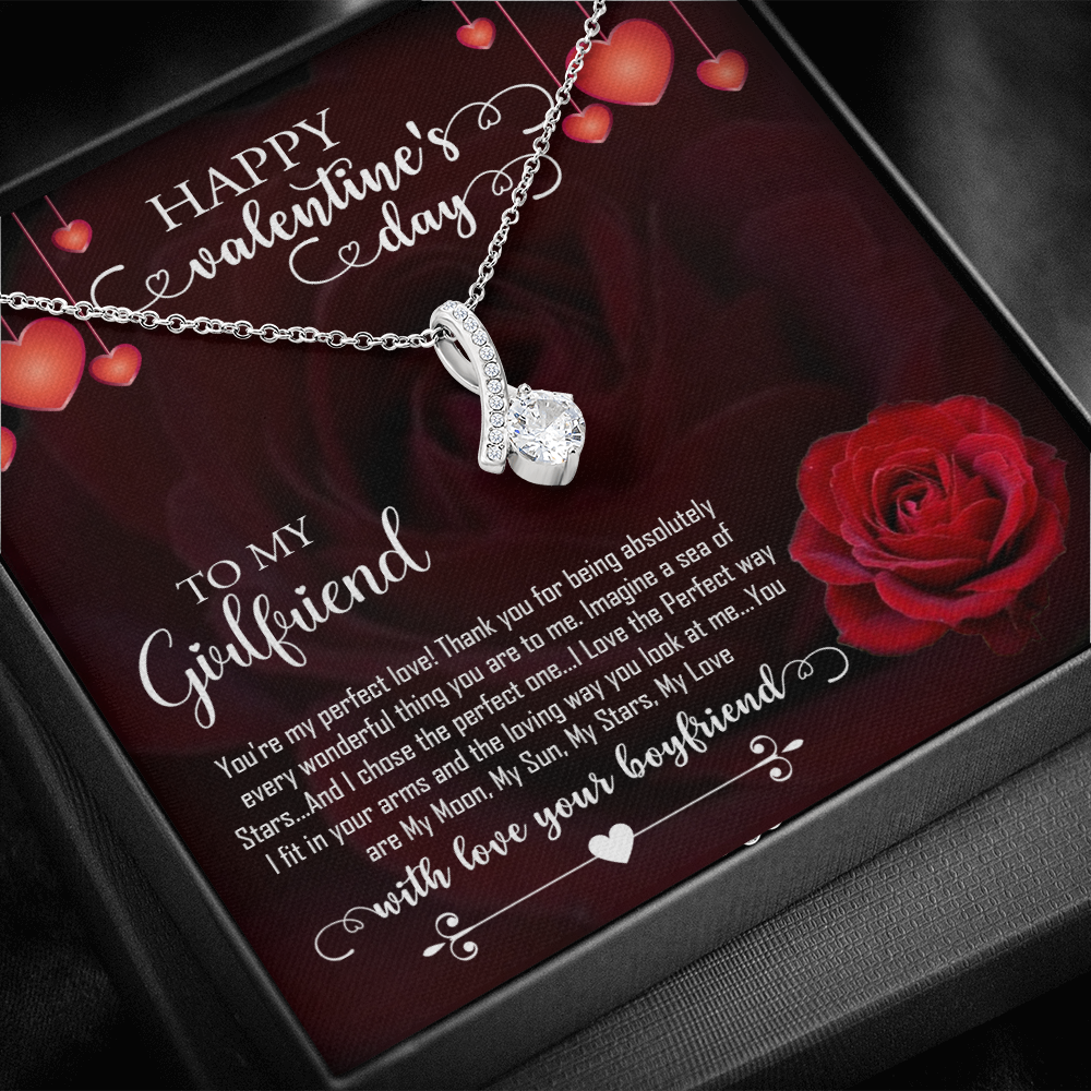 Happy Valentines Day- To My Girlfriend-With Love Your Boyfriend- Alluring Necklace