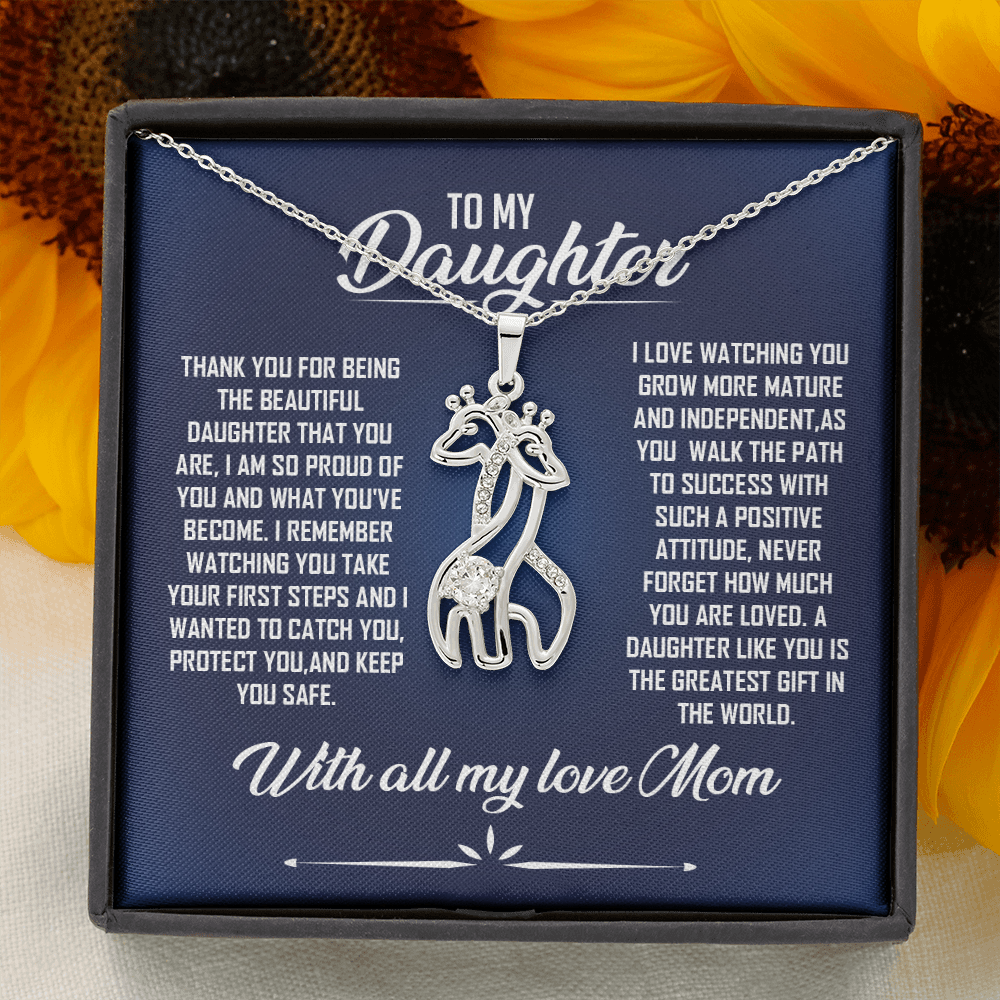 To My Daughter-I Will Love You Forever-Graceful Love Giraffe Necklace