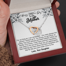 Load image into Gallery viewer, Two interlocking Heart necklace- for My Mother -on Mothers day- Love you Mom

