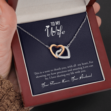 Load image into Gallery viewer, To My Wife-With Love From Your Husband -Two Interlocking Hearts Necklace
