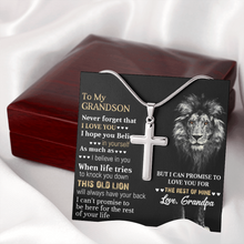 Load image into Gallery viewer, Gifts For My Grandson From Grand-Pa-Artisan Crafted- Stainless Steel Cross Necklace
