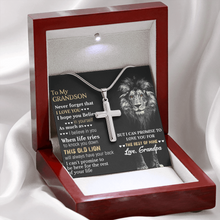 Load image into Gallery viewer, Gifts For My Grandson From Grand-Pa-Artisan Crafted- Stainless Steel Cross Necklace
