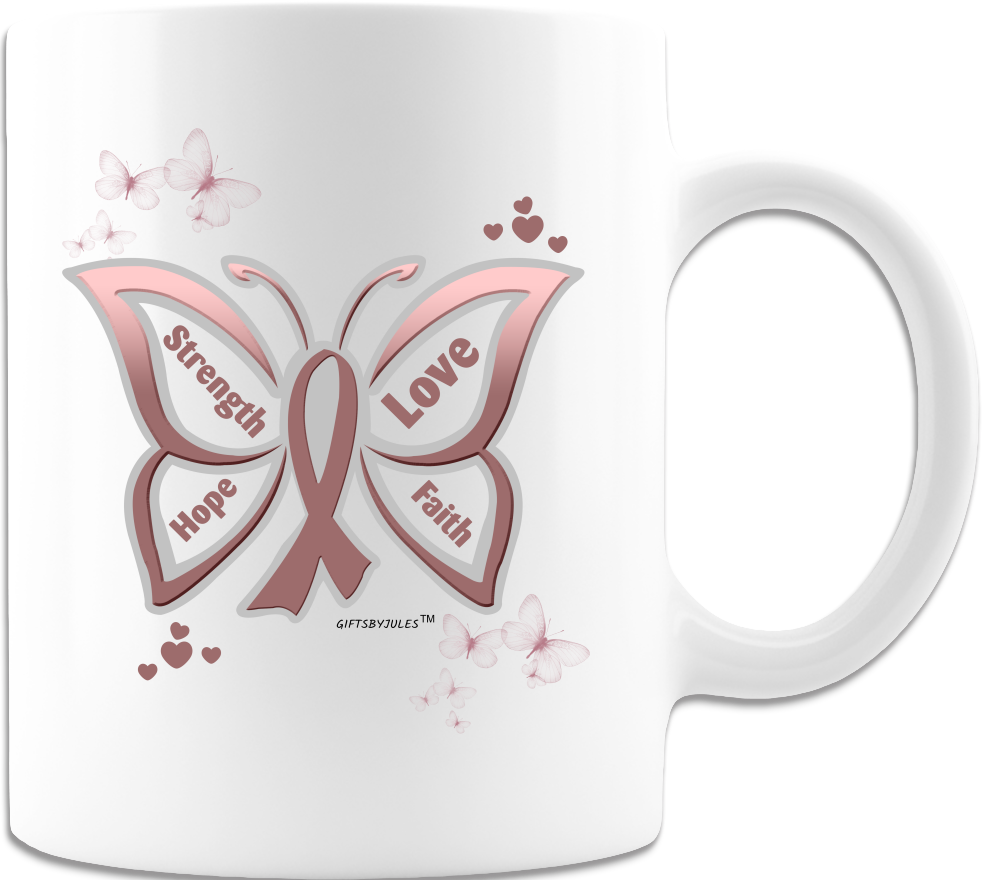 Hope-Strength-Love- Faith-Mug - White-Coffee Mug -Inspirational Coffee Cup with saying